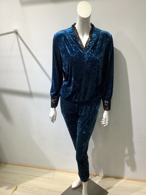 （双11大促）秀巧高端时尚雪花绒休闲套装上衣10172-裤子20013款