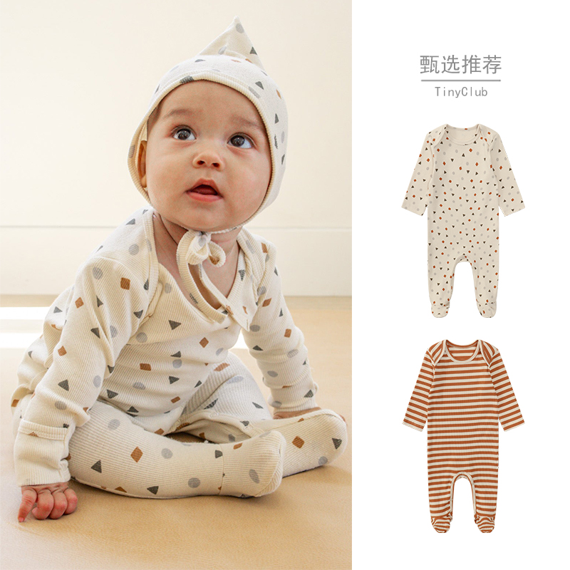 春秋薄款宝宝连脚衣服爬服6-12个月婴儿开裆连体衣长袖婴儿衣服