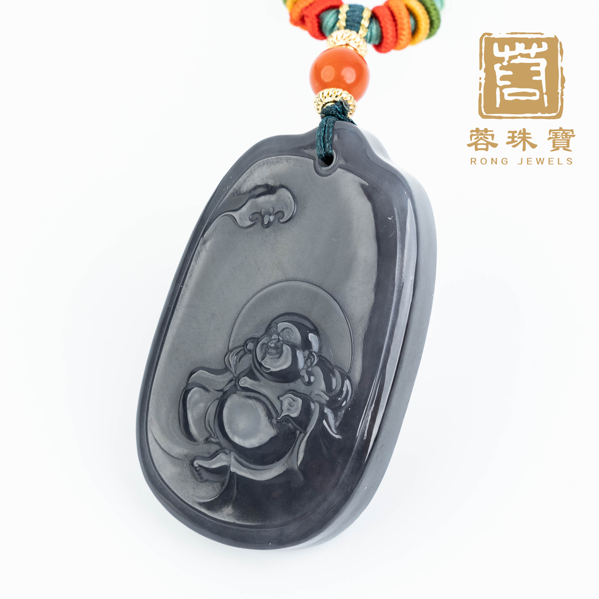 【蓉珠宝】和田玉烟紫雕刻件项链 国风设计师匠心款精雕款大气精致