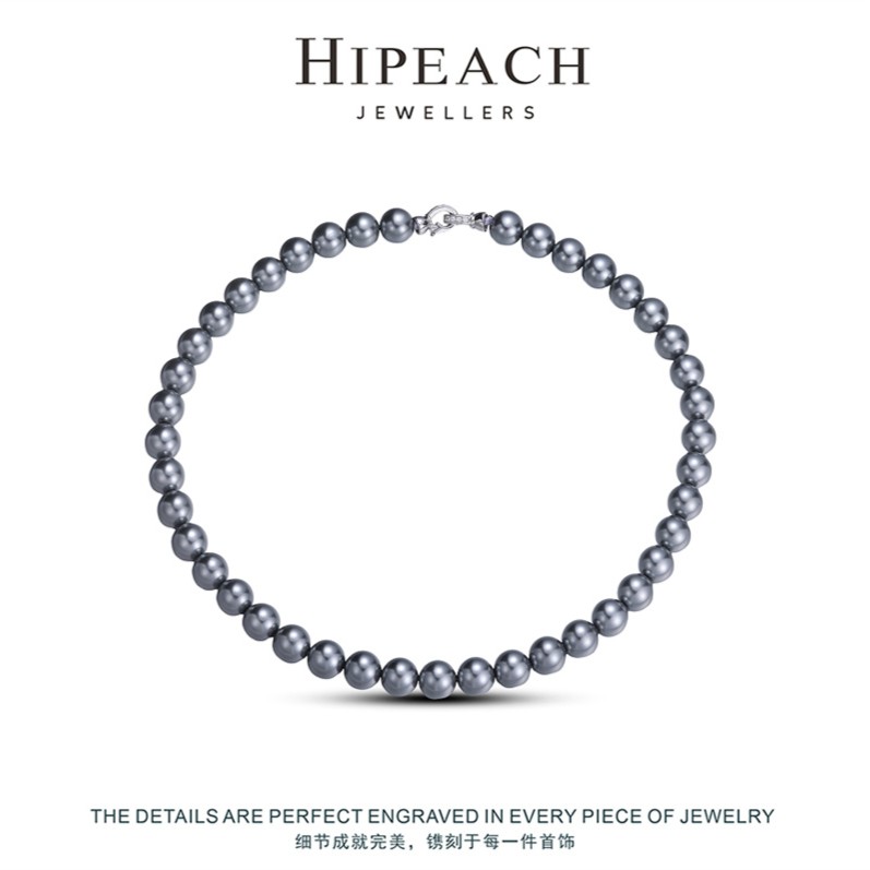  10MM灰色珠珠百搭项链 HTYZ006 