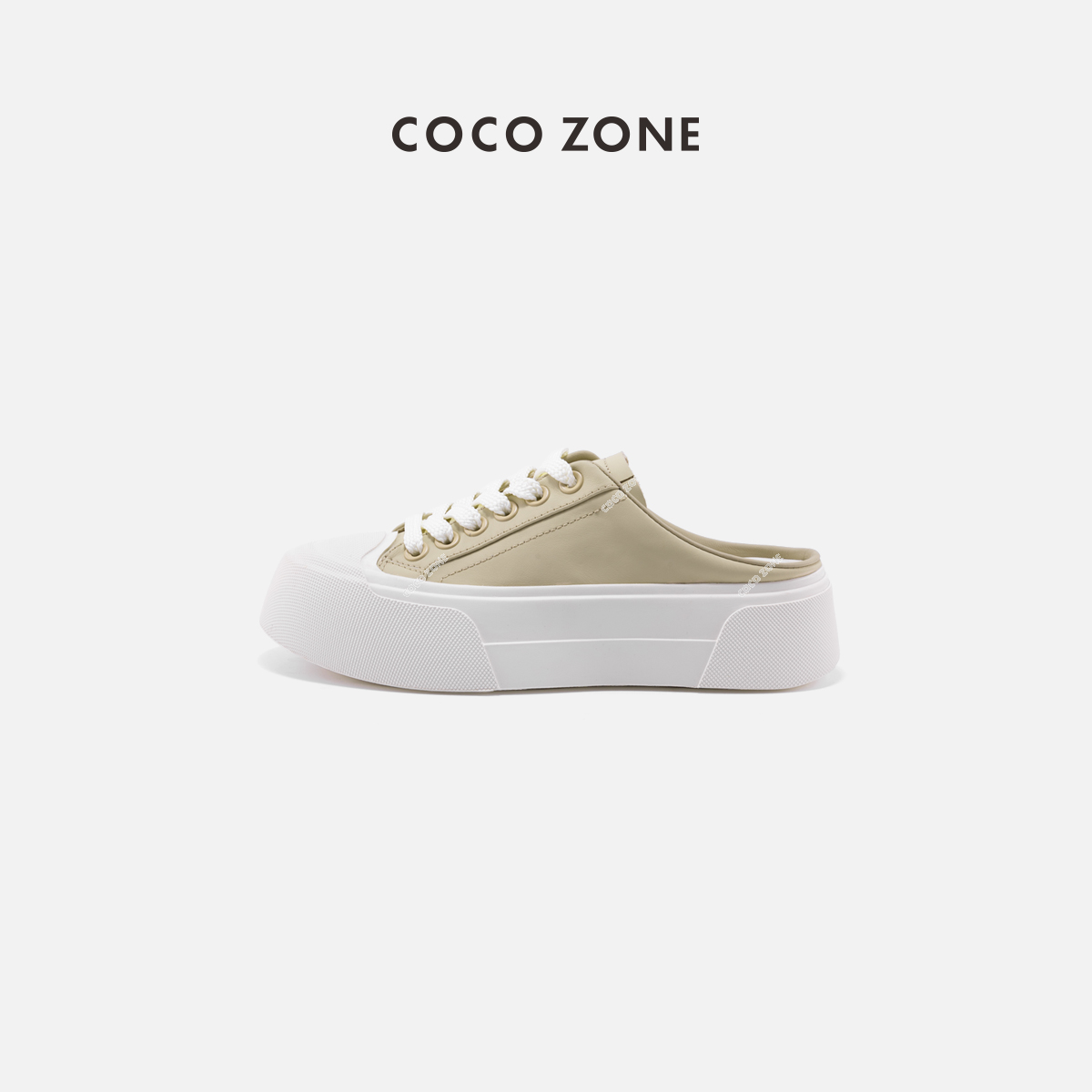 COCO ZONE 刘一一新款厚底系带一脚蹬包头外穿休闲鞋CC2B0675