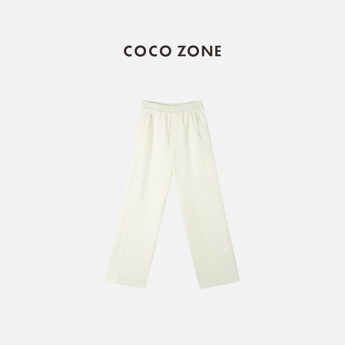 COCO ZONE 刘一一 设计感松紧腰休闲裤简约显瘦直筒裤CC1D2418