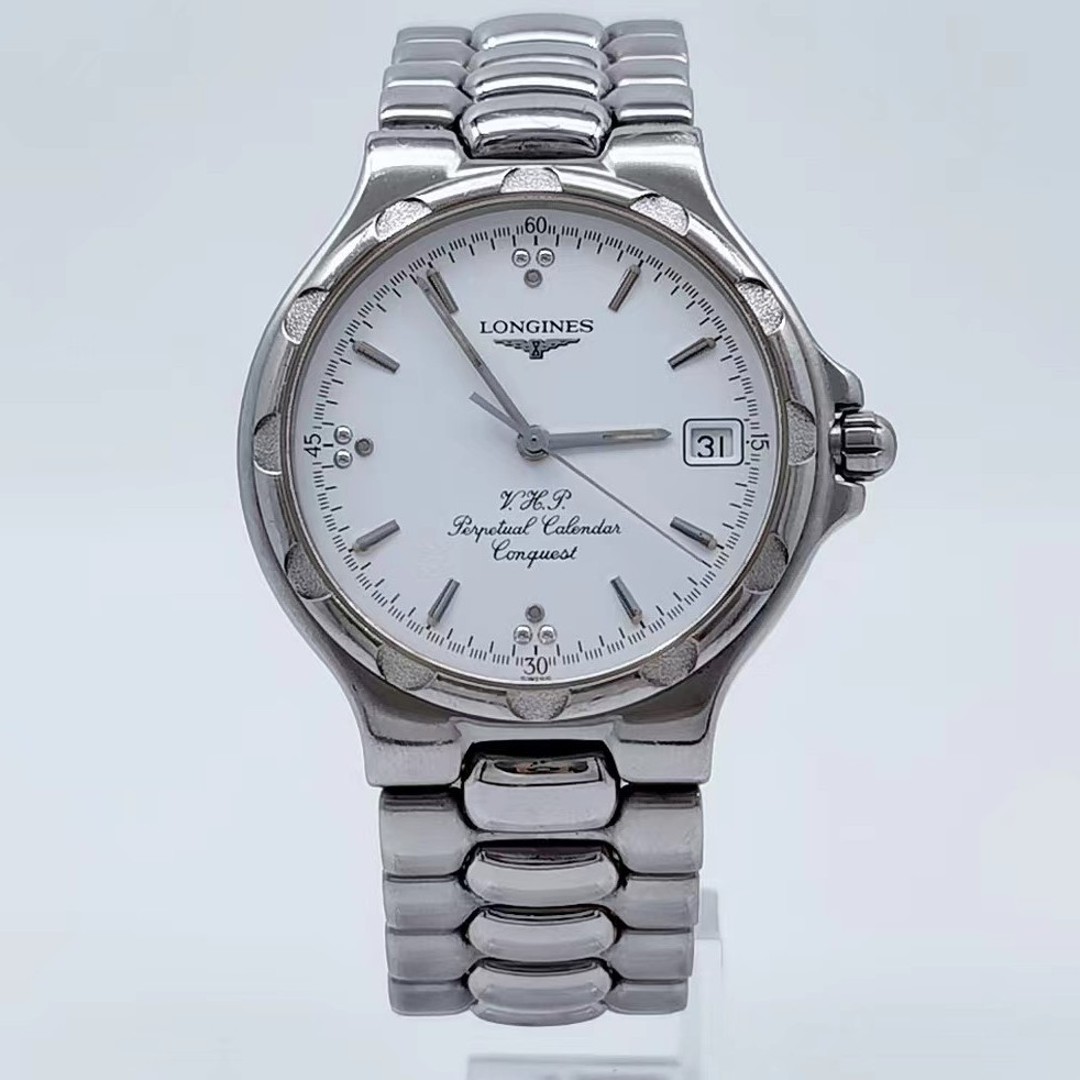 95新 Longines/浪琴 浪琴石英男士腕表/圆盘表径35mm白盘日历气质