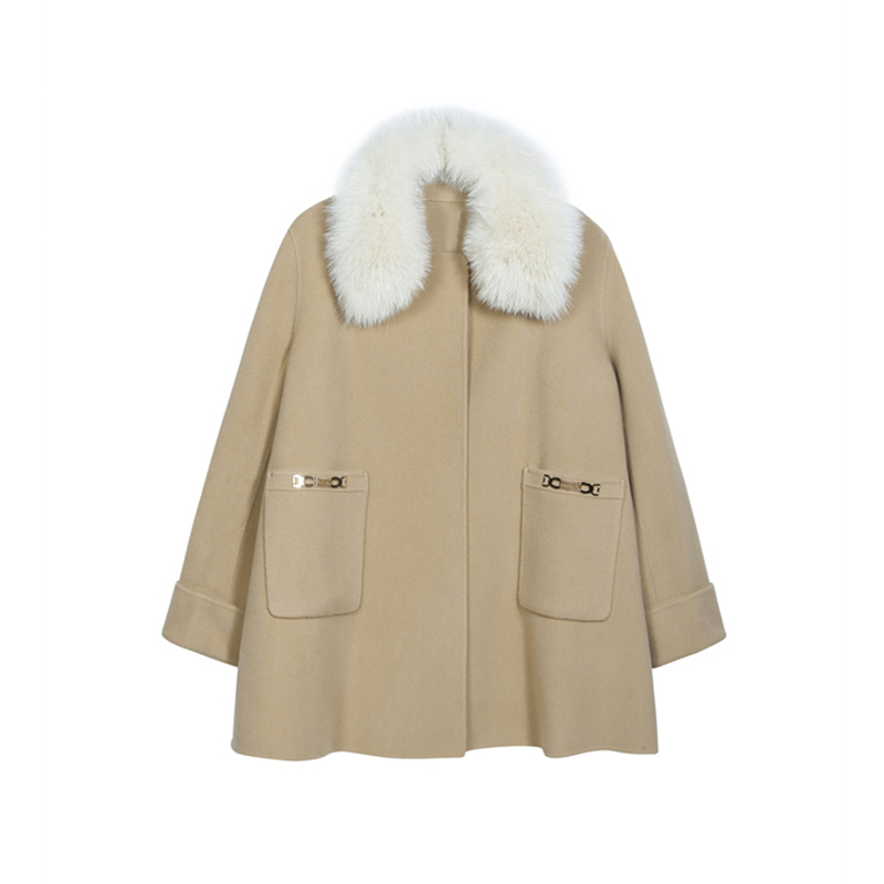 L063优雅翻领双面呢大衣