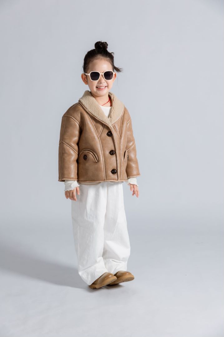 【佩奇一家】儿童潮牌服装美丽奴羊毛25秋冬新款亲子短款外套