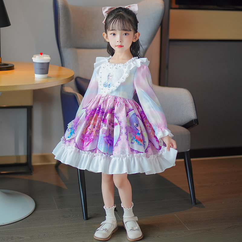 红色女宝宝萝莉塔连衣裙儿童裙子洋气2023新款洛丽塔秋季公主裙