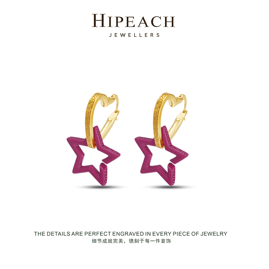 ♠粉五星♠ 百搭气质小众轻奢法式时尚耳钉HTMBL019