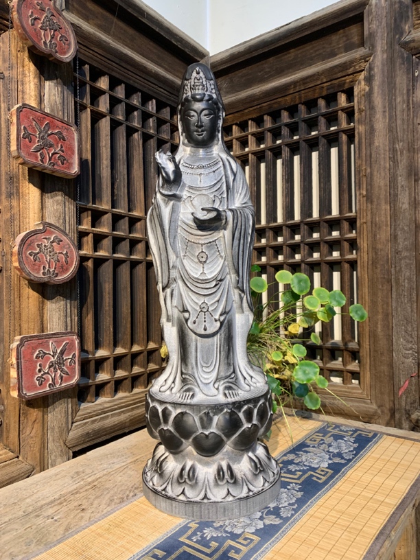 青石雕刻观音菩萨（尺寸高59/19）