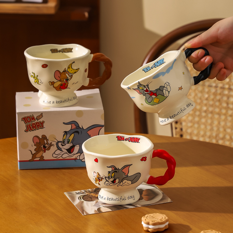 川岛屋猫和老鼠马克杯陶瓷咖啡杯子家用儿童水杯燕麦早餐杯牛奶杯
