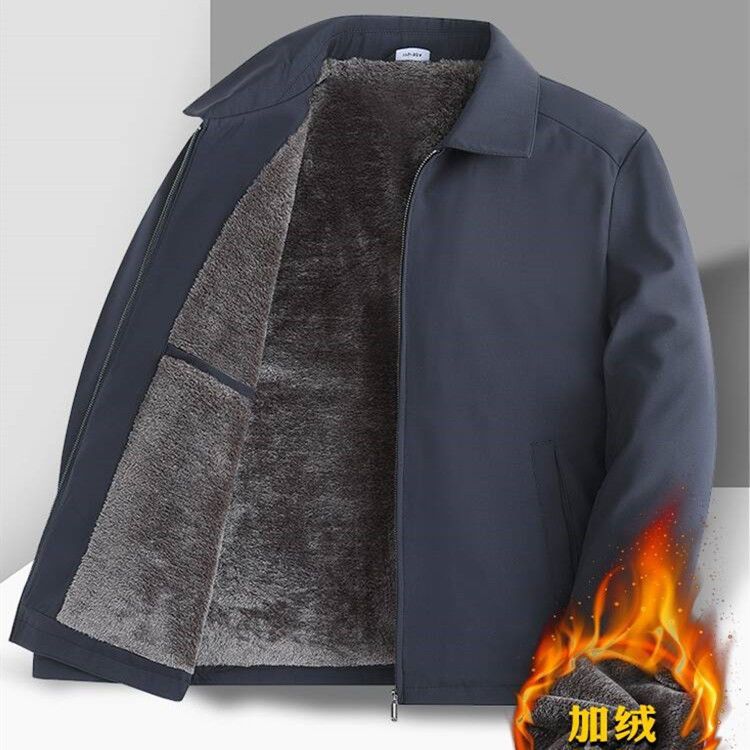 【】2022新款秋冬季中年棉衣男加绒加厚棉服爸爸男装外