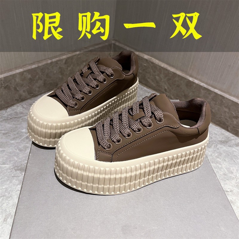 红蜻蜓牌饼干鞋2023新款厚底秋季新款真皮百搭松糕跟运动休闲板