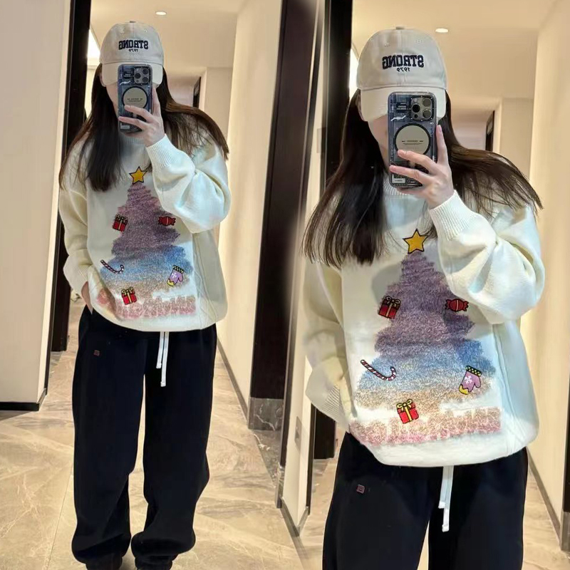 孕妇装毛衣女秋冬装2023新款圣诞树针织衫宽松长袖孕妇上衣打底衫