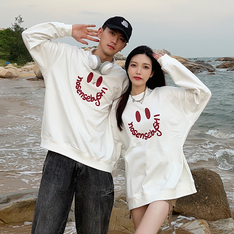 Petit Bari 笑脸长袖卫衣 印花圆领