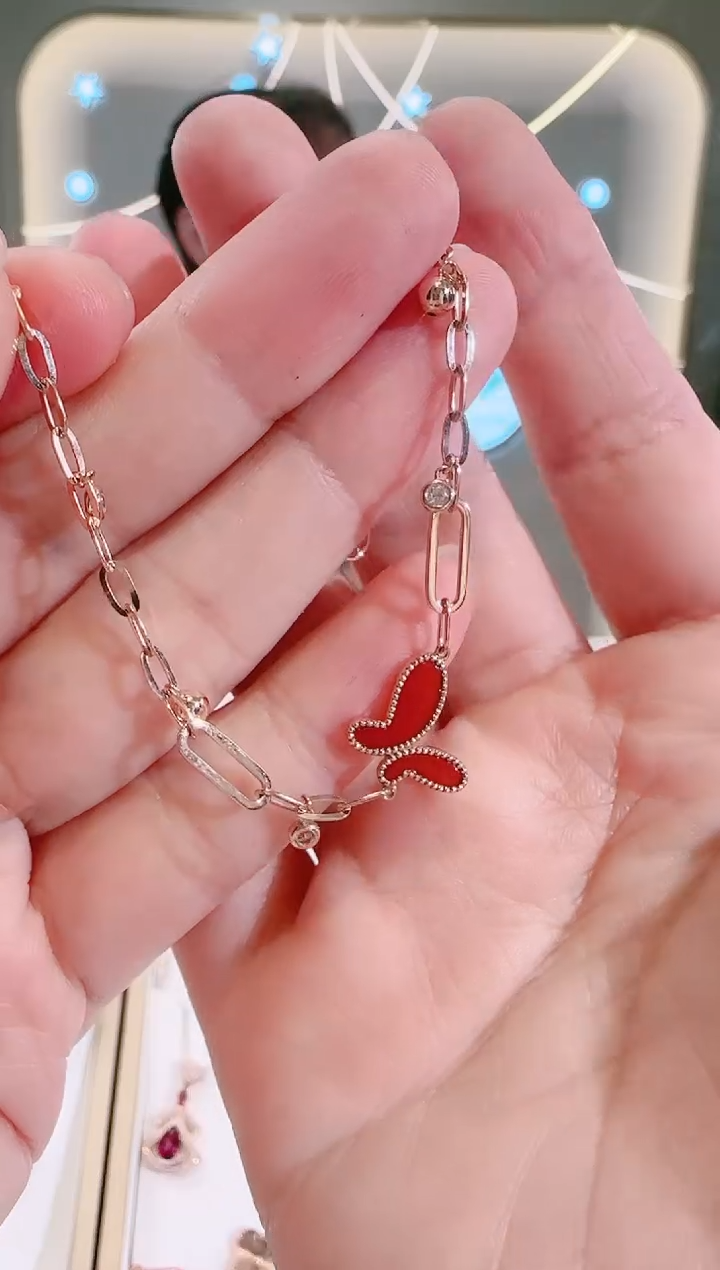 【闪购商品】玛瑙/玉髓手链18K金镶嵌18K金手链