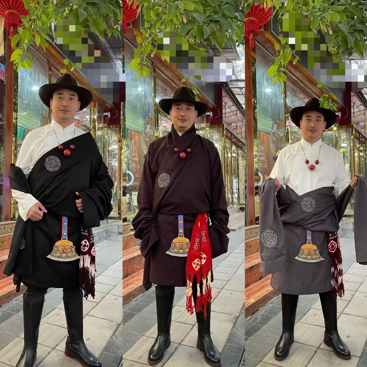 男士绣花单袍子3色