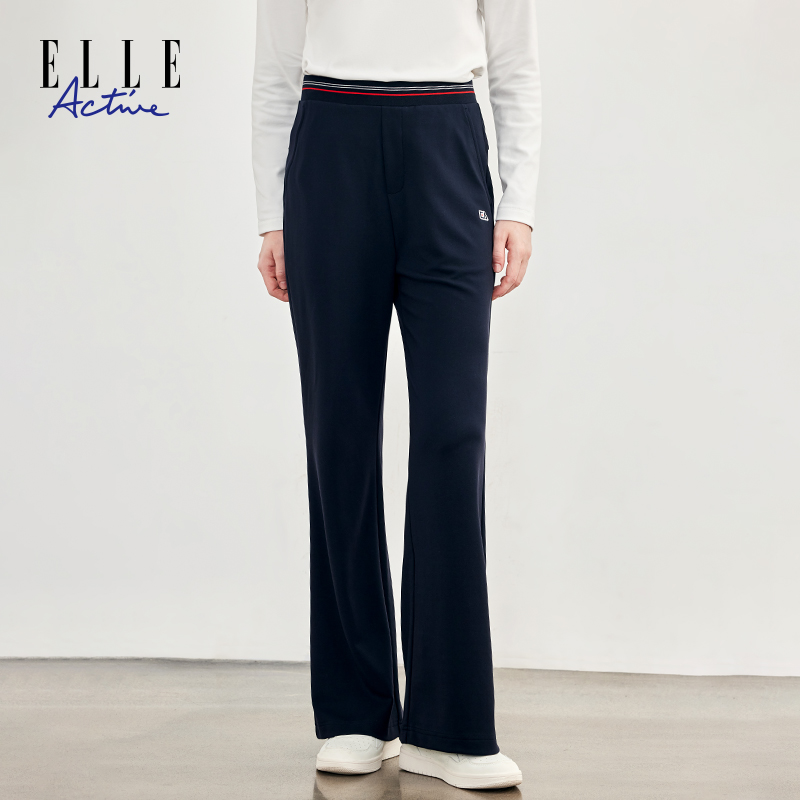 ELLE Active【微喇裤子】时尚弹力罗马布裤子女阔腿裤休闲显瘦长裤