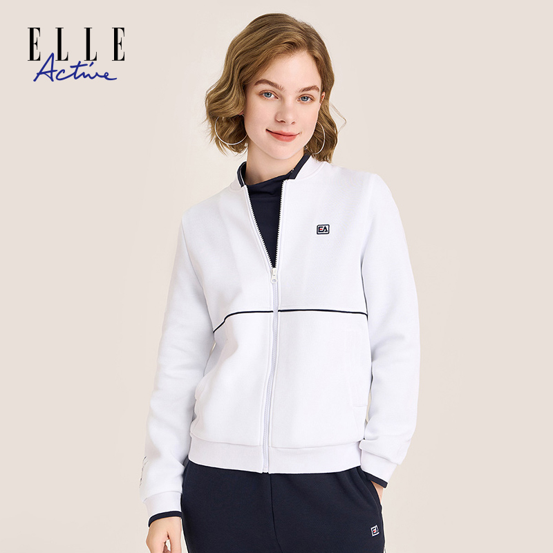 ELLE Active秋冬新款休闲长袖棒球服时尚夹克上衣女士拉链短外套