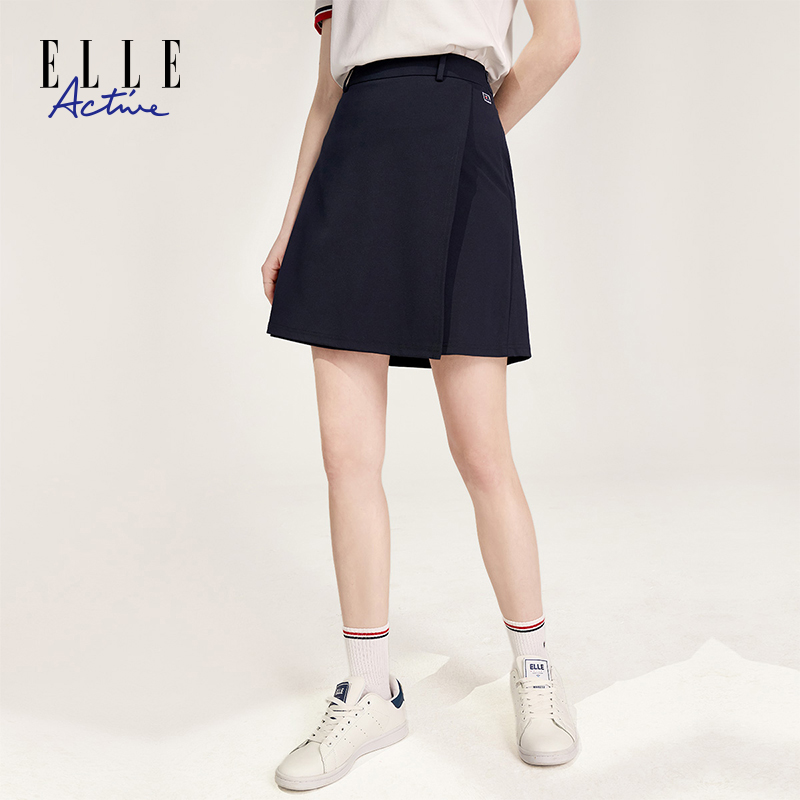 ELLE Active【防走光显瘦半身裙】高腰A字运动短裙女夏季不规则百搭