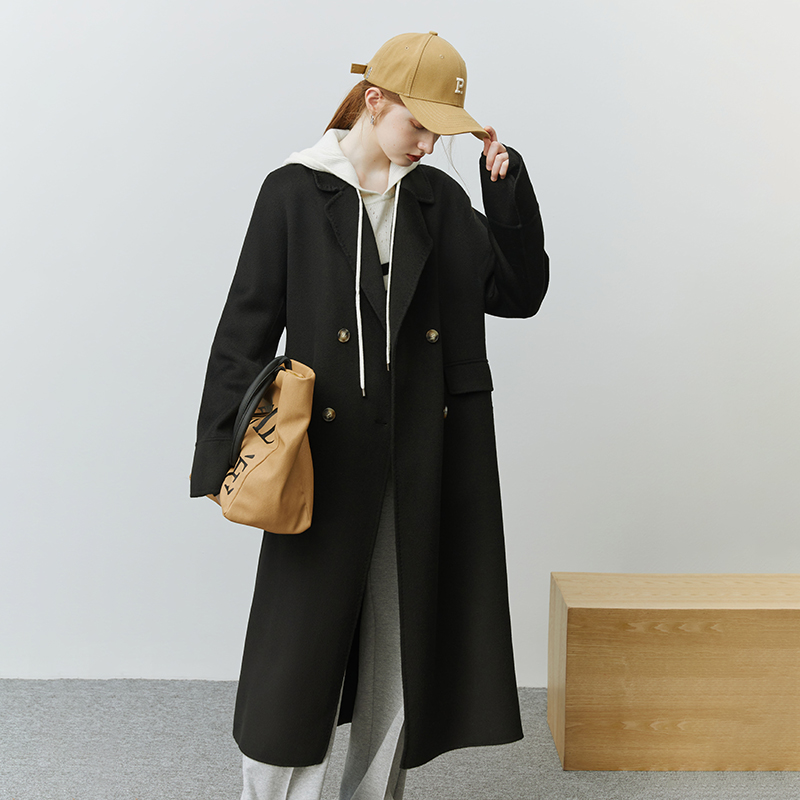 范思蓝恩通勤气质高级全羊毛大衣高级感双面呢大衣外套22FS4099