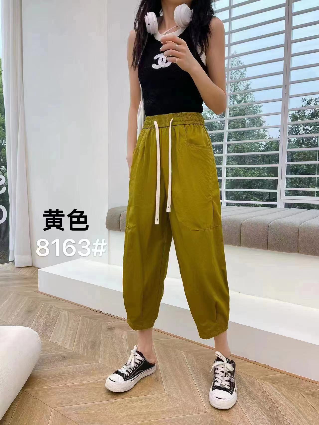 新款百搭洗水棉九分休闲裤8163