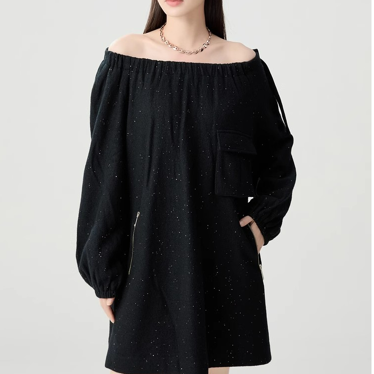 AMASS/阿玛施减龄混纺双口袋宽松连衣裙5500552