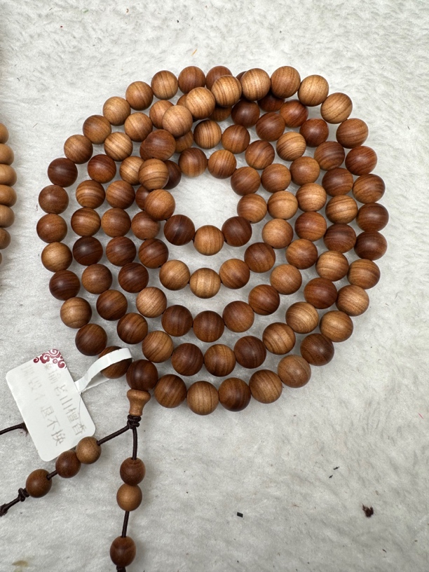 印度迈索尔老山檀香手串红黑肉横纹沉水奶香圈手链0.8×108颗正区