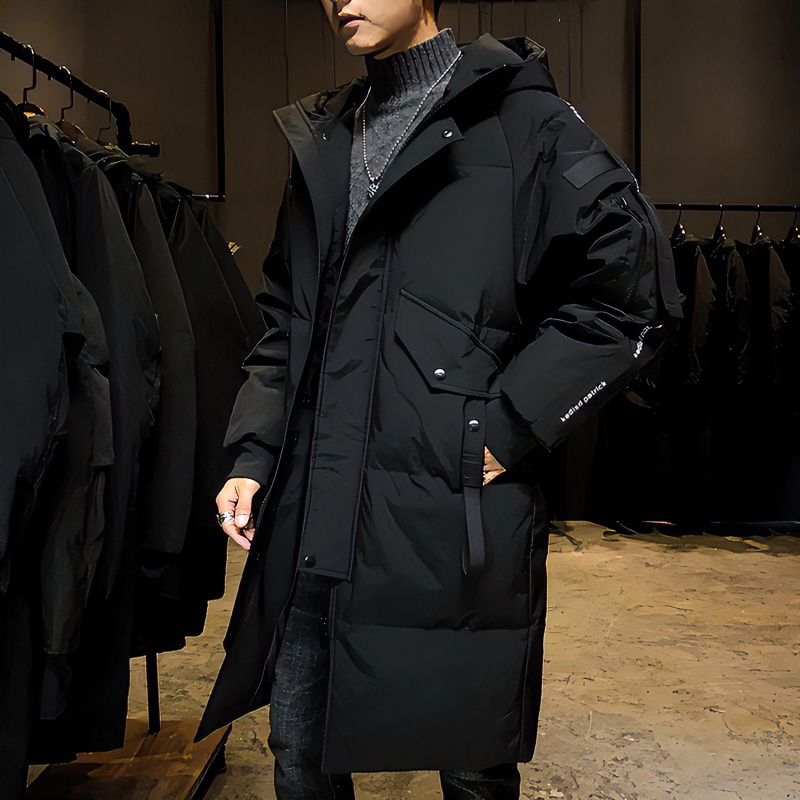 羽绒服反季新款过膝派克服加厚中长款男士羽绒服冬季白鸭绒潮流款