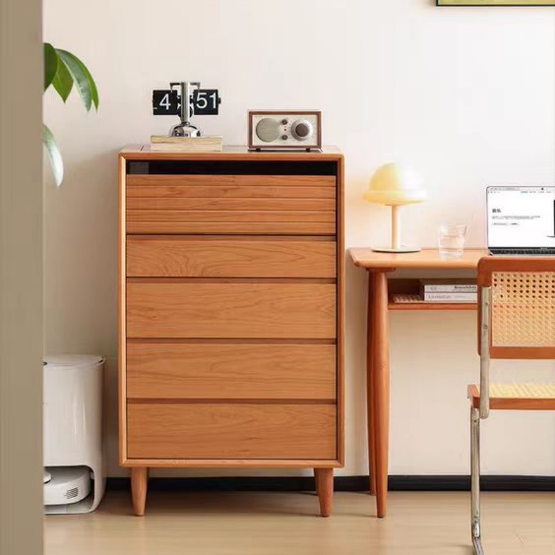 达杰全材樱桃木实木五斗柜高档客厅斗柜收纳柜抽屉式收纳柜中古风