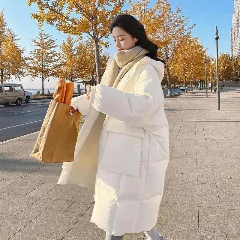 长款新款加厚韩版冬季女中外套过膝面包年2023羽服服衣