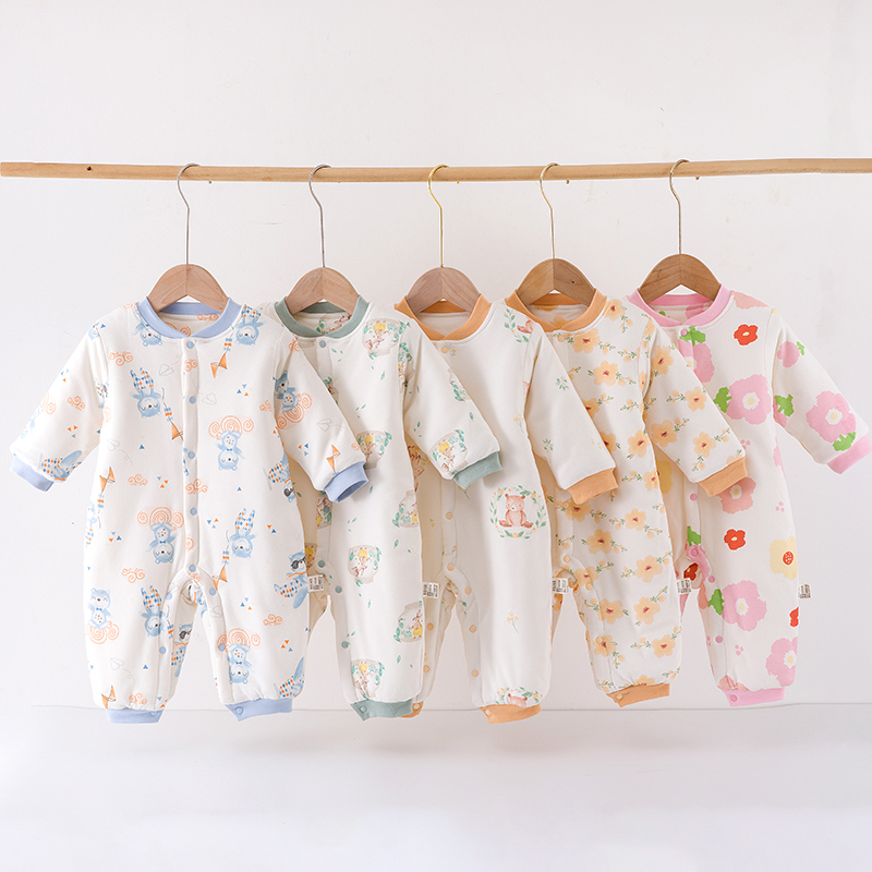 【易帛专享】婴儿120克棉服无骨新生儿连体衣宝宝秋冬保暖睡衣长