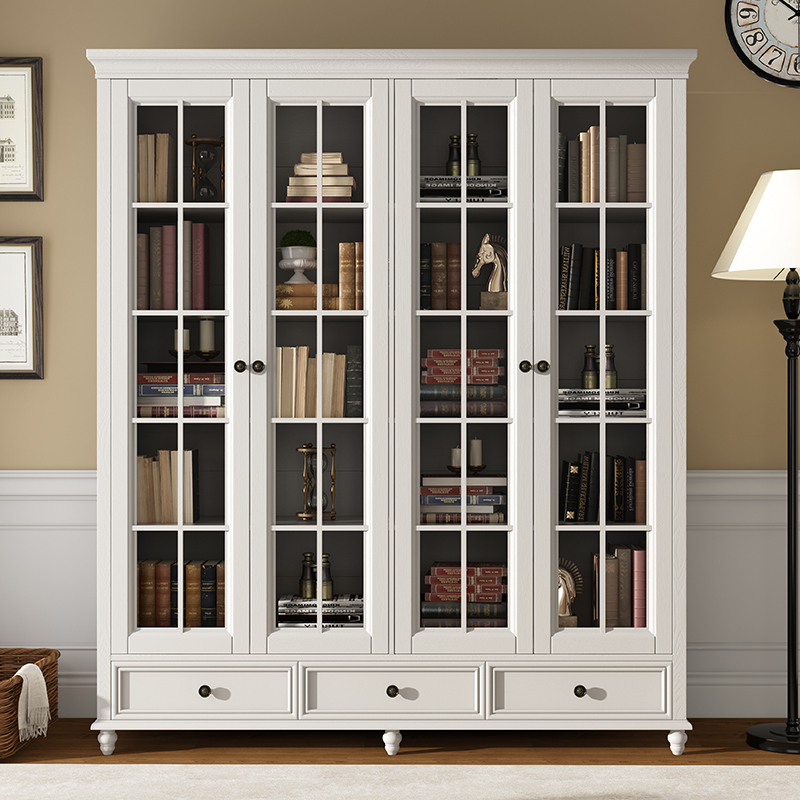 格蕾尔白蜡木美式复古实木二门三门四门五门下抽书柜书房两色可选