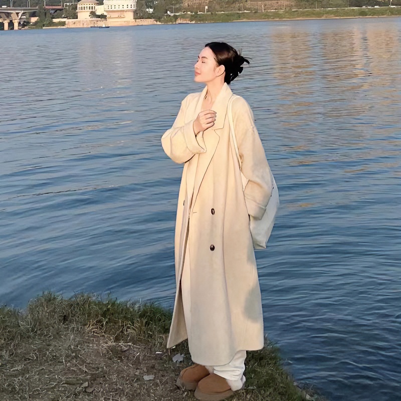 高个子双面棉呢子大衣女加长版到脚踝秋冬高级感超长款毛呢外套