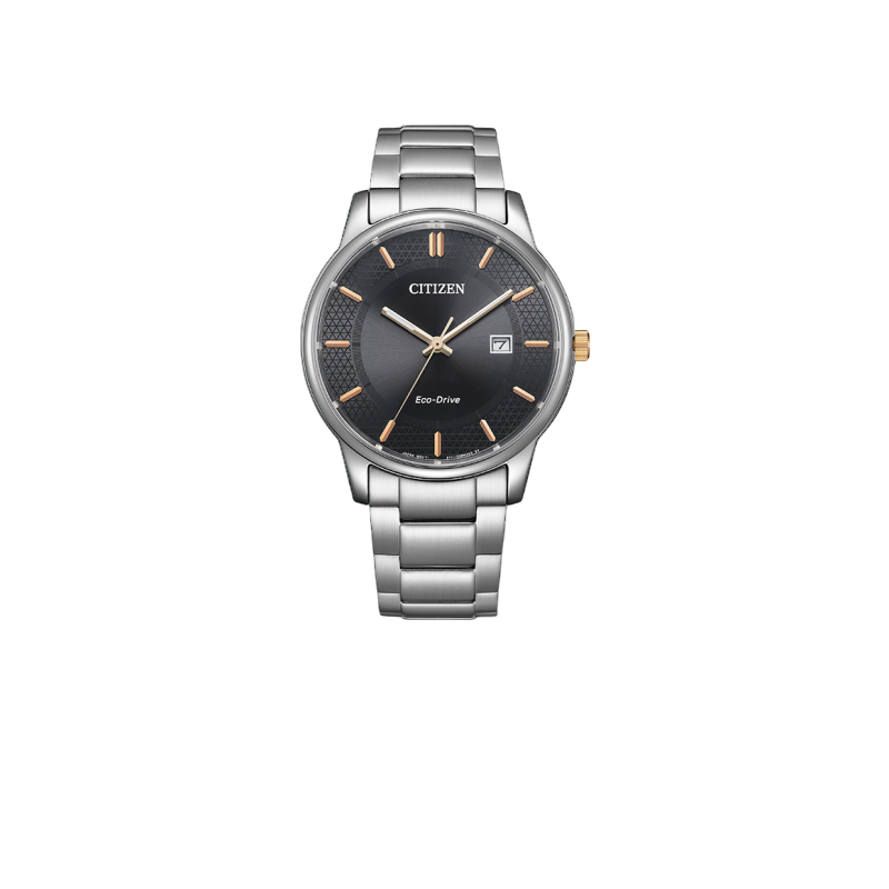 Citizen/西铁城光动能不锈钢简约黑盘男士腕表BM6977-70E