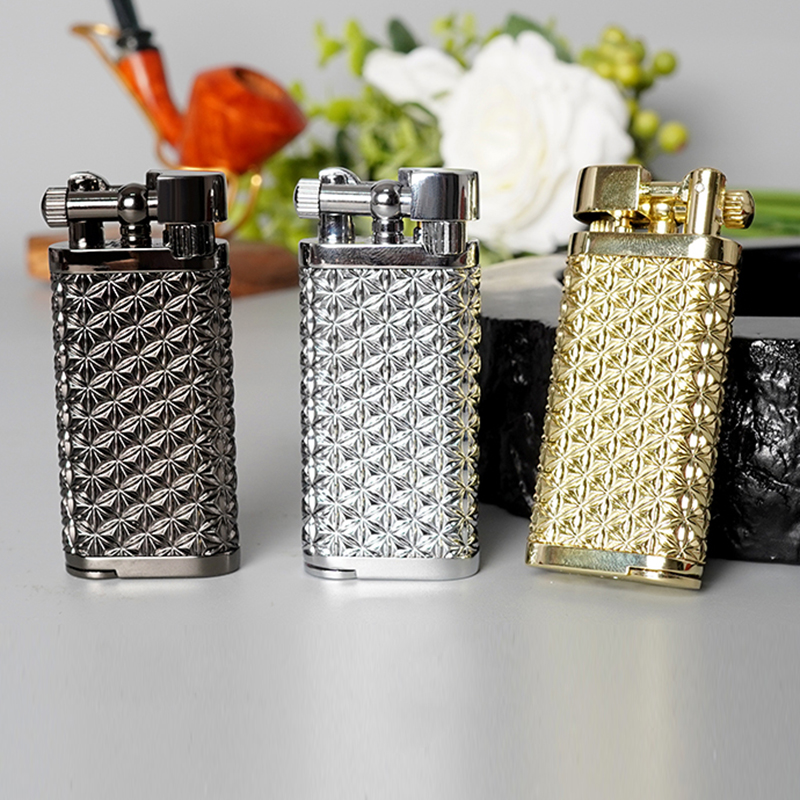 烟斗专用斜火打火机充气打火机金属充气体创意防烫手烟具带压棒