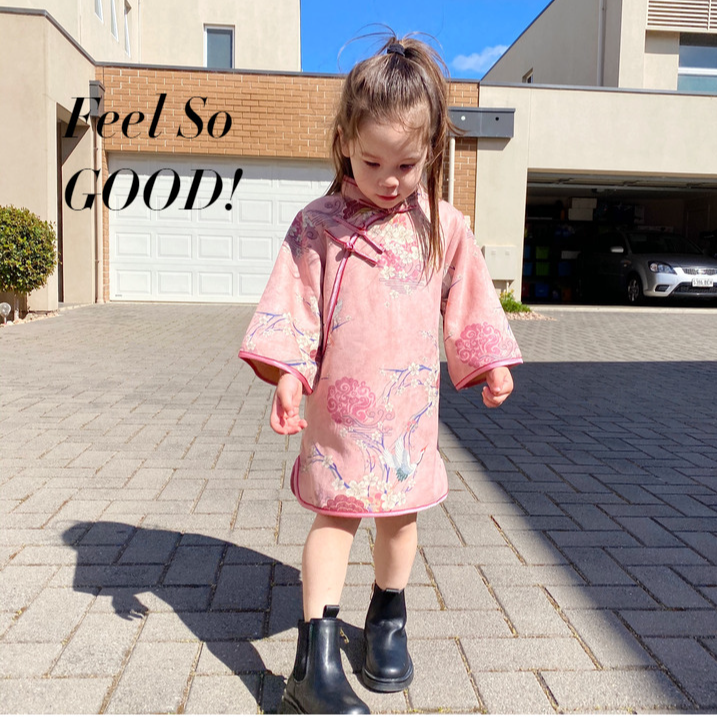 儿童旗袍裙改良洋气中小童汉服秋装女童古风连衣裙长袖小女孩唐装