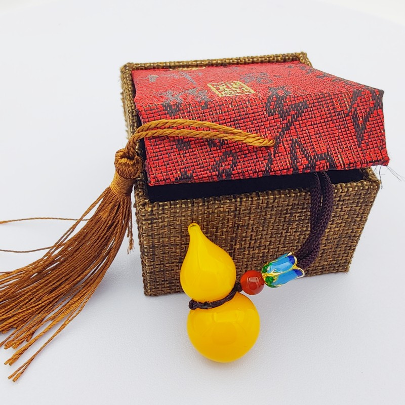 手工鸡油黄小葫芦挂件百搭复古可爱爱心宝宝时尚民族风琉璃吊坠