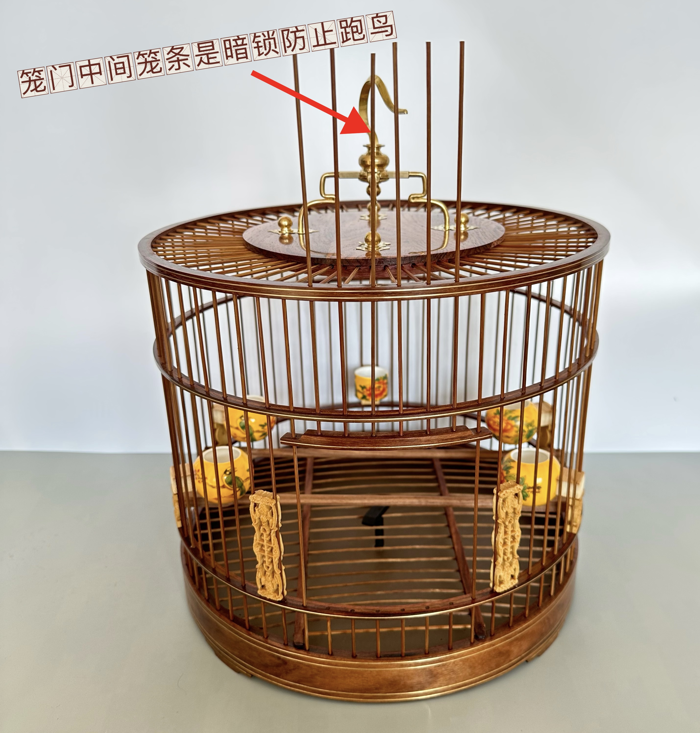 手工制作直径29.5cm高26cm圆形鸟笼