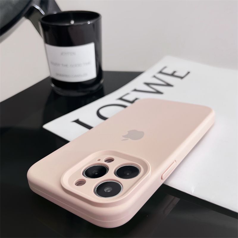 苹果15promax砂粉色14plus液态硅胶iPhone13全包软12mini手机壳11