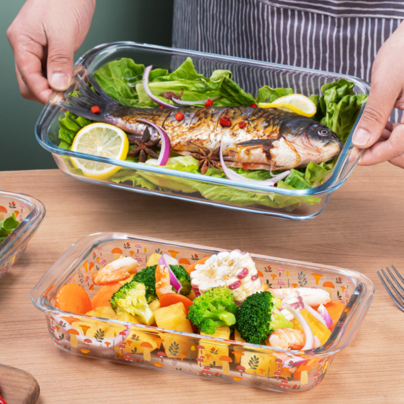 居家家耐高温玻璃烤盘烤箱微波炉加热专用器皿蒸鱼焗饭菜盘托盘子