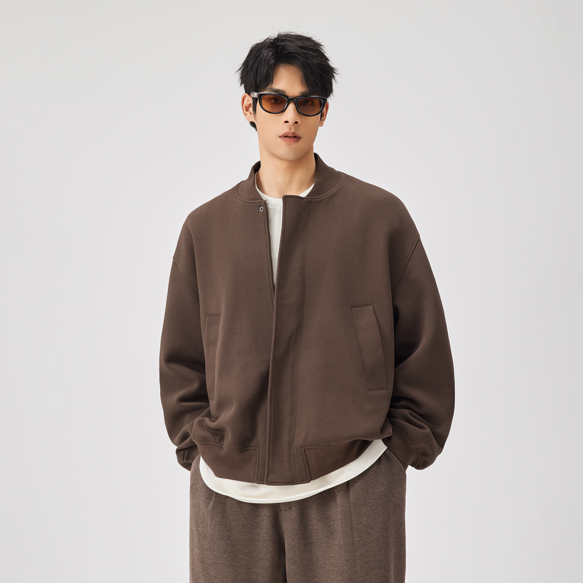 BODYDREAM【欧若风】飞行夹克男复古外套针织棒球领宽松休闲中性风