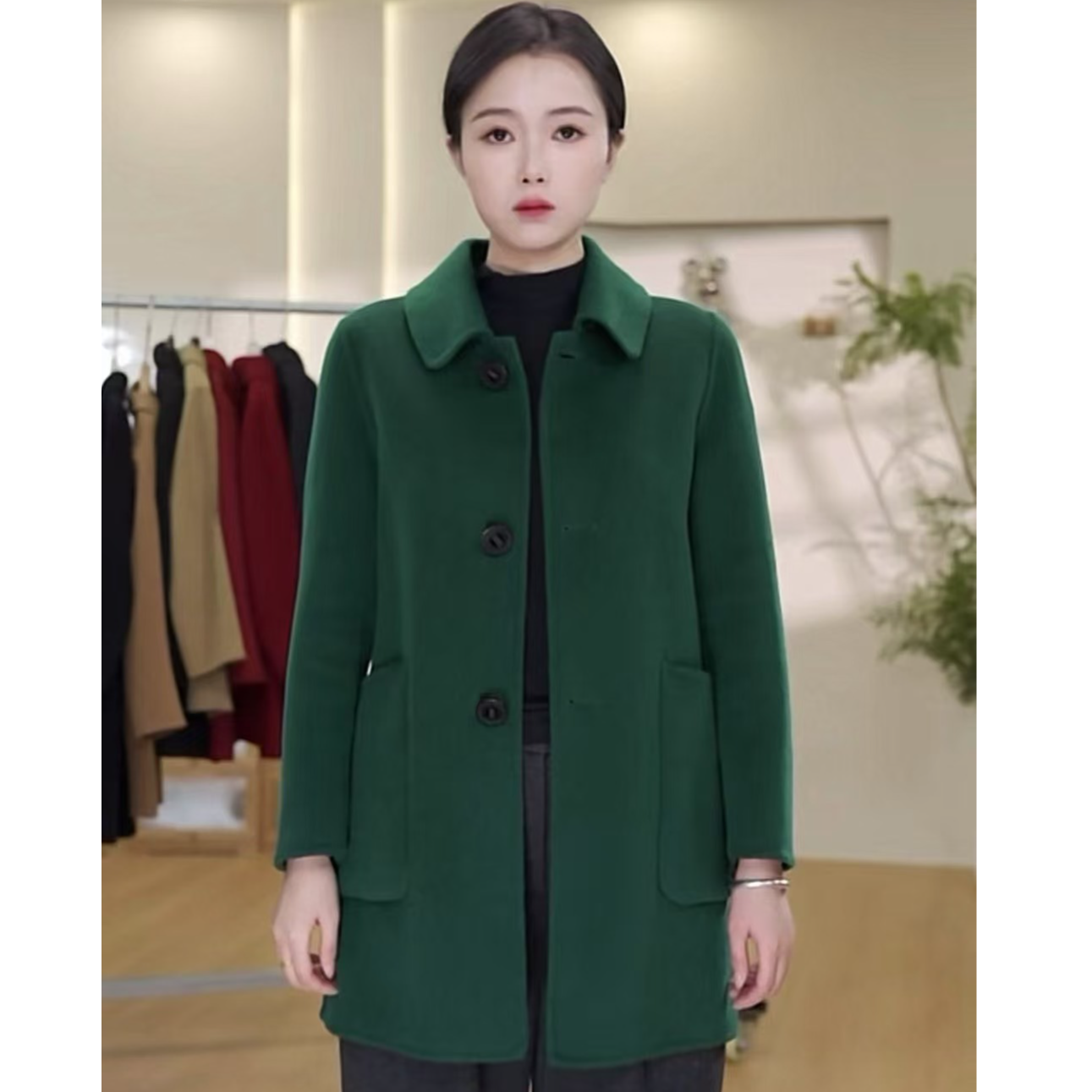 气质高端时尚双面羊毛大衣春秋洋气时尚显瘦中长款外套渠388（梦6）