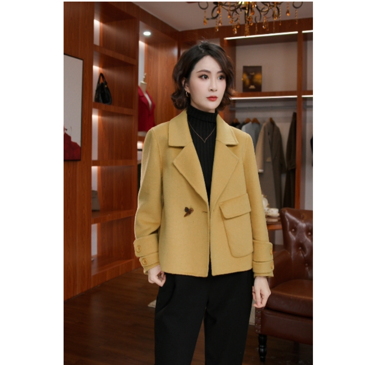 【小野】2025新款西装领双面羊毛大衣气质韩版宽松百搭外套670