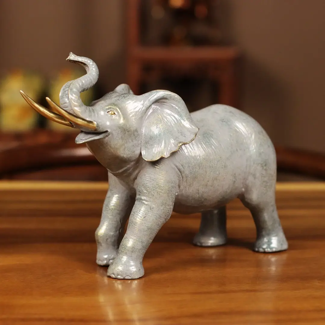 铜梦鑫财《大象》动物象中式创意客厅茶几铜雕摆设纯黄铜摆件工艺品