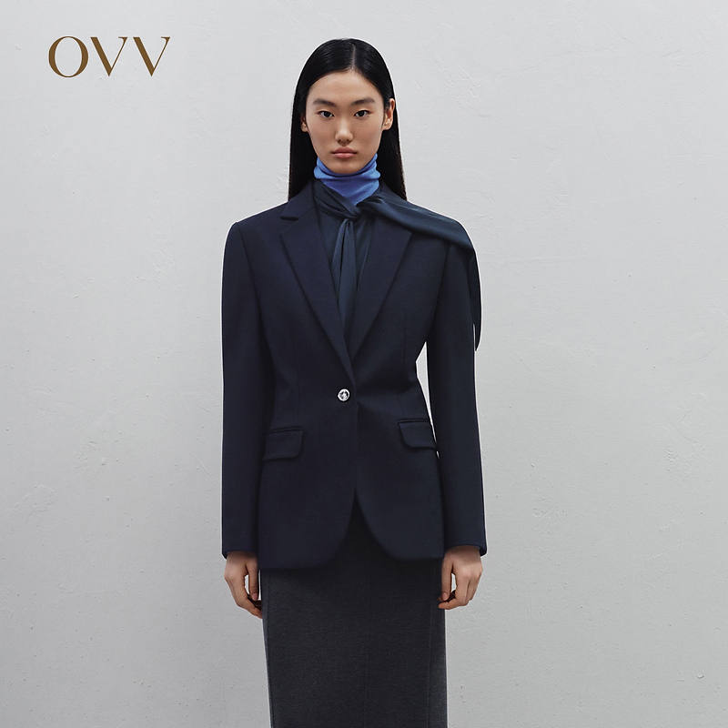 OVV秋冬新款挺括一粒扣平驳领通勤单件西服外套GWXAJ33111A