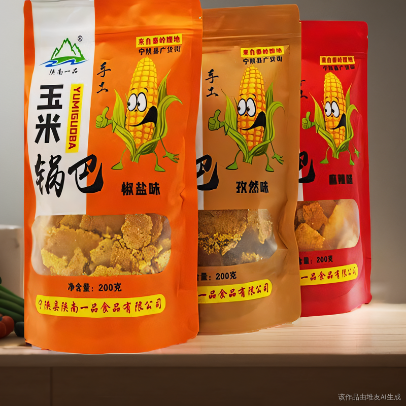 陕南一品安康特产宁陕手工玉米锅巴休闲零食杂粗粮孜然麻辣椒盐味