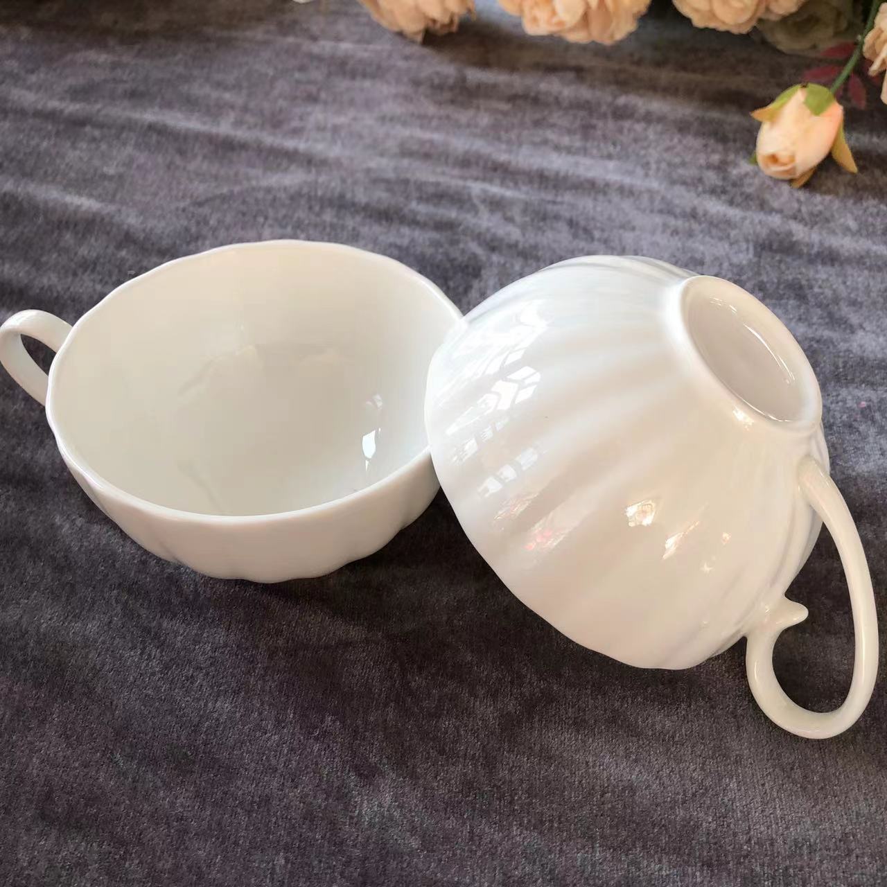 博玉浮雕咖啡杯白瓷*1-微瑕