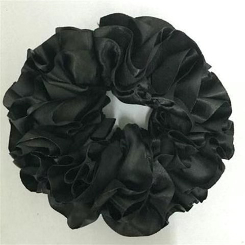 黑色弹力松紧无纺布头花纱巾帽子加大百搭大号褶皱配饰透气时尚