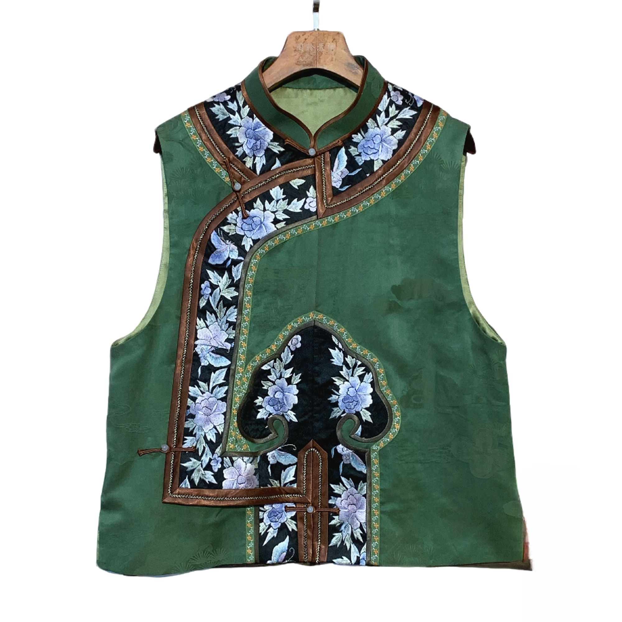 【阅聆】真丝手工苏绣香云纱国风马夹