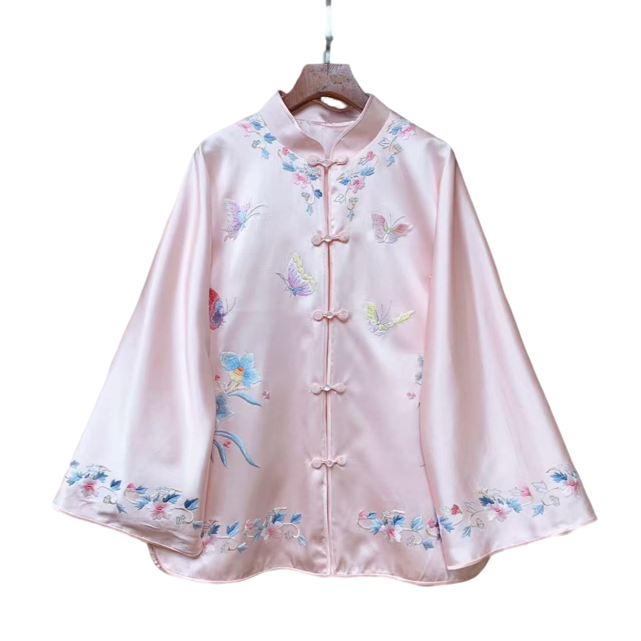 “蝶舞花影” 真丝 手绣 中式 上衣