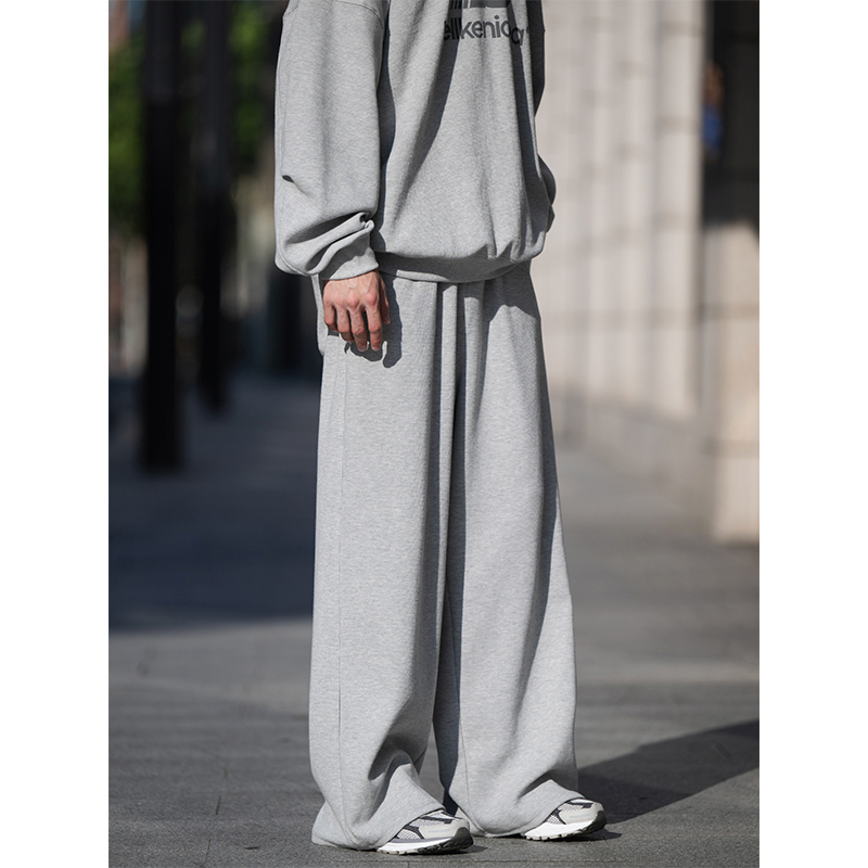 BELLKENIDEA垂感华夫格直筒可束脚宽松卫裤休闲运动裤舒适百搭潮